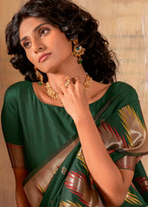 Decorative Saree in Bottle Green Colour